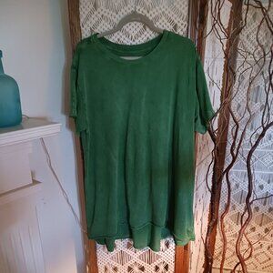 FREE PEOPLE LEG DAY COTTON T SHIRT GREEN SIZE LARGE
